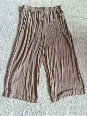 Z Supply Scout Linen/Rayon Wide-Leg Pull-On Pants in Taupe